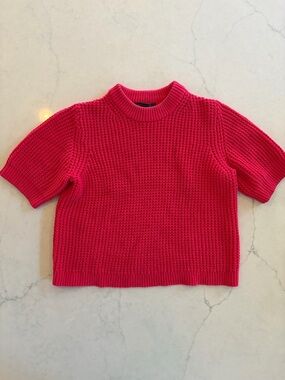 French Connection Hot Pink Short-Sleeve Knit Sweater